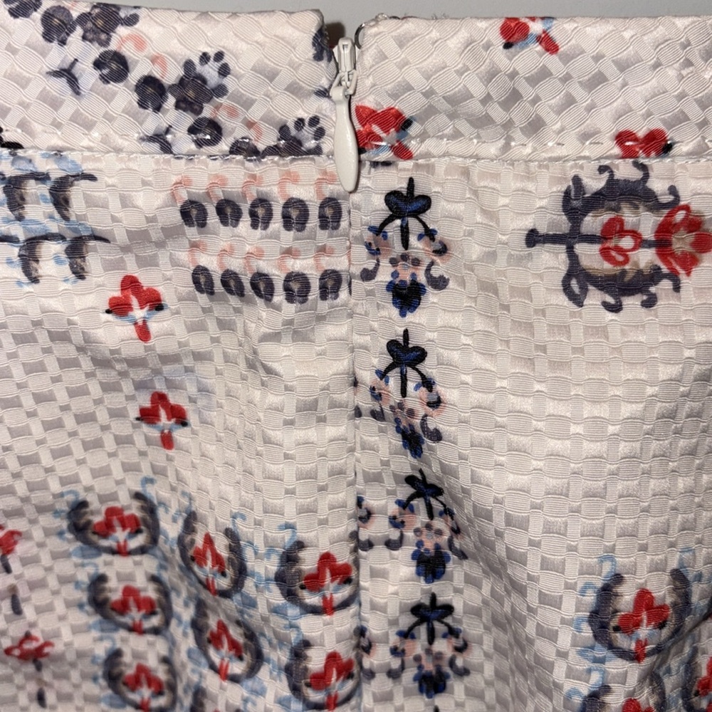 Club Monaco Floral Paisley Printed Box Pleat Mini Skirt Size 2 Cream/Navy/Red - Picture 5 of 10